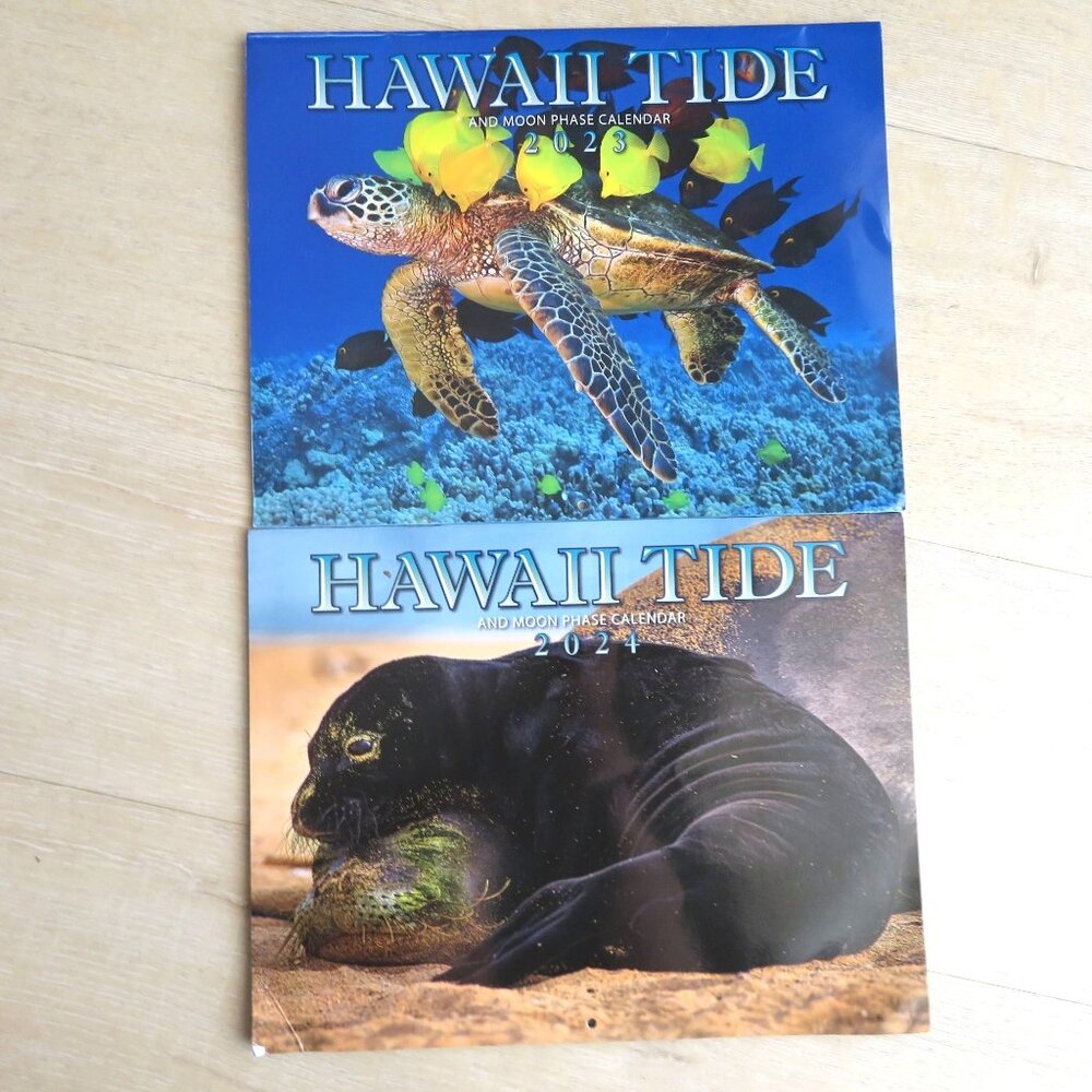 2 Hawaii Tide Moon Phase Calendars 2023/2024 Featuring Marine Life Photography